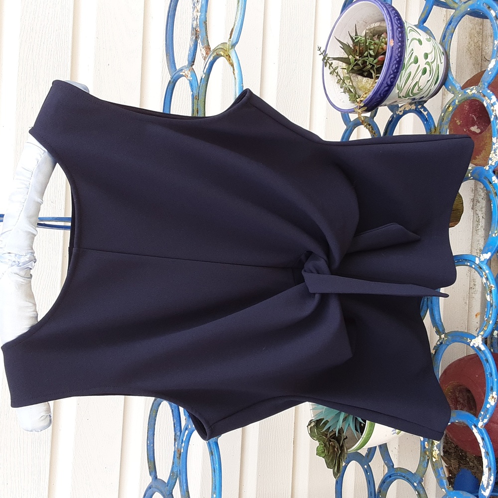An Taylor blue sleeveless blouse, size L.